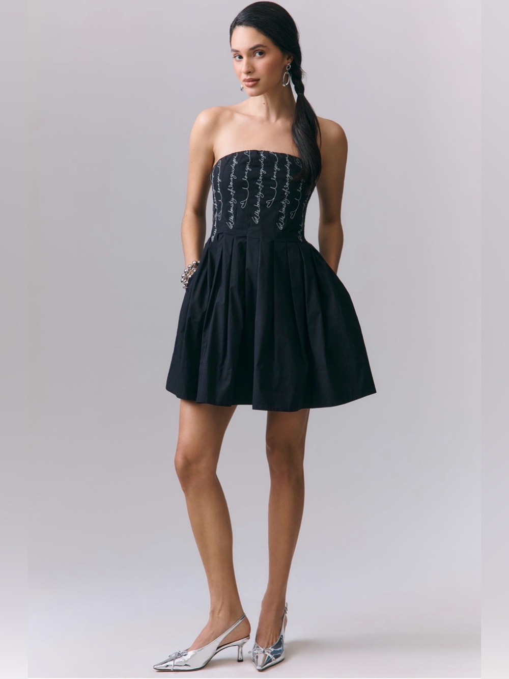 Maeve by Anthropologie Love Script Strapless Mini Dress
